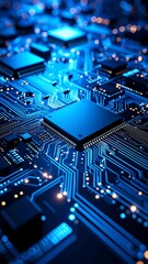 Obraz premium Close-up of a circuit board with a processor (1)