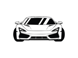 silhouette vector illustration of a sports car front view
