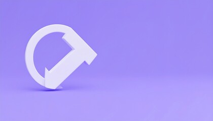 A three-dimensional, white arrow symbol, part of a circle, resting on a light purple background. The symbol has a shadow. The image is clean and minimalist. Space to the right