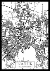 Nashik Maharashtra City Street Map. City downtown, abstract travel art, modern background, colorful graphic design, new office banner, art, street view paint