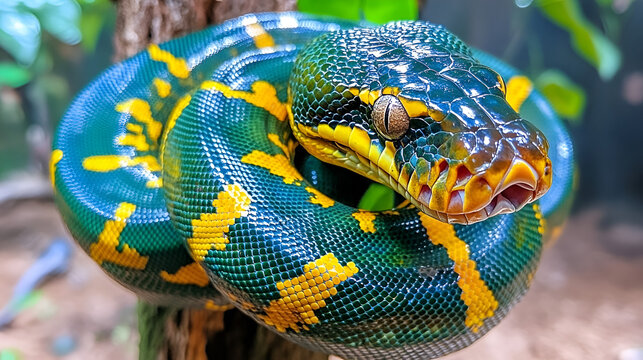 close up of a python