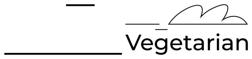 Linear design featuring abstract leaves and bold text Vegetarian. Ideal for healthy food, eco lifestyle, plant-based diets, organic farming, ethical eating, biophilia, and simplistic branding. A