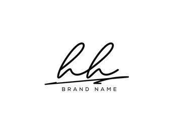 Fototapeta premium HH letter elegant cursive beauty handwriting logo.