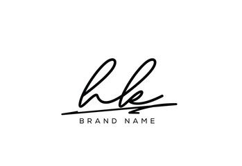 HK letter elegant cursive beauty handwriting logo.