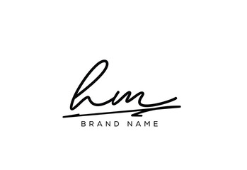 HM letter elegant cursive beauty handwriting logo.