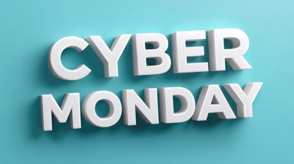 Cyber monday sale promotion with bold white text on turquoise background for holiday shopping season marketing
