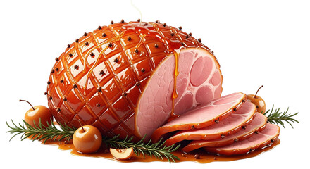 Glazed ham with apples and herbs
