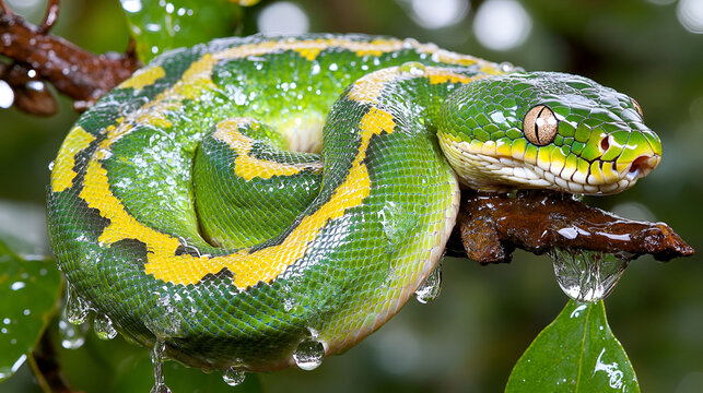 green snake on a branch