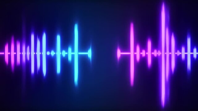 Neon-lit audio waveform