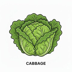 Obraz premium Fresh Cabbage Vegetable Illustration A Delightful Culinary Concept
