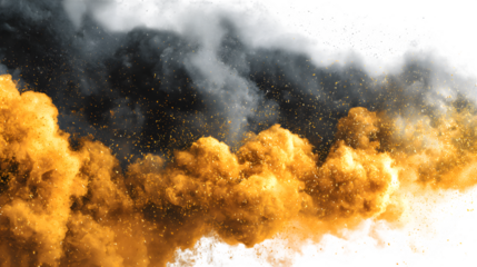 Abstract gold and black smoky gradient for elegant Halloween vibe, isolated on white background