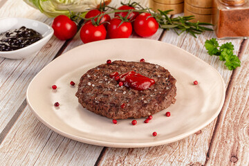 Grilled juicy beef cutlet for burger