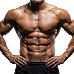Fototapeta premium Muscular male torso with defined abs isolated on transparent background