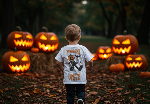 Kids Halloween T-shirt Mockup