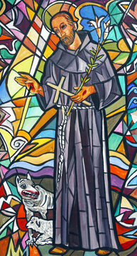 Saint Francis of Assisi, sketch for a stained glass window in the parish church of Saints Peter and Paul in Velika Gorica, Croatia