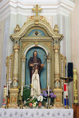 Obraz premium Altar of St. Anthony the Hermit in the parish church of St. Francis Xaver in Svarca, Karlovac, Croatia