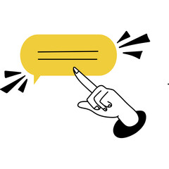 Hand Pointing to Chat Bubble Illustration