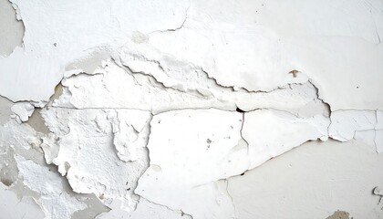 Obraz premium A detailed close-up view of a weathered, cracked white wall, showcasing the effects of time and exposure.