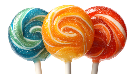 HD realistic clipart set of carnival-style Halloween lollipops isolated on white background