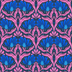Seamless pattern floral illustration flower flat handrawing