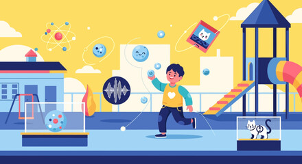 The joy of scientific discovery through playful exploration in a colorful world filled with