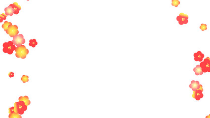 梅の花が舞い落ちるイラスト：背景透過