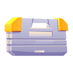 Illustration of a gray and yellow tool box perfect for carrying repair tools