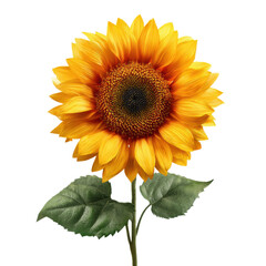 Obraz premium A vibrant sunflower stands tall with its bright yellow petals surrounding a dark center, exuding warmth and cheer