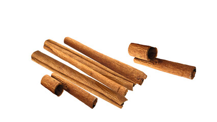 cinnamon sticks isolated on white background.
