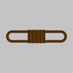 Rolled up brown rope tied in a loop, a simple graphic illustration on a neutral background