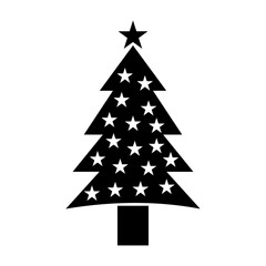 Basic holiday tree sign with star, simple silhouette.