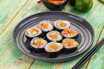 Koream homemade roll Kimbap with nori seaweed