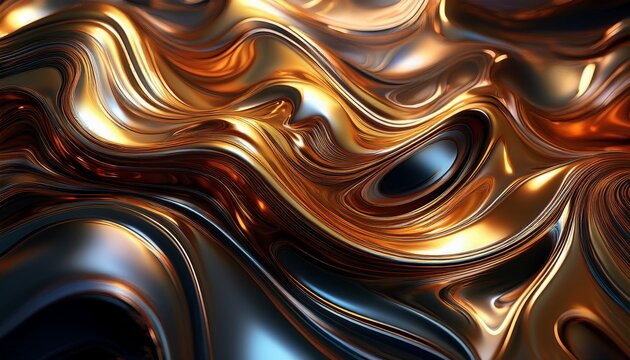 metallic abstract wavy liquid background generative ai