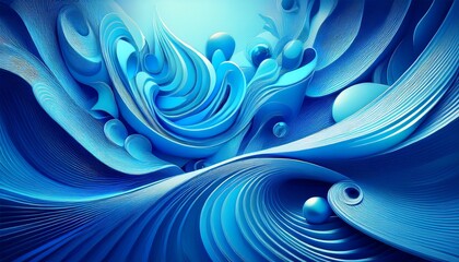 vibrant blue 3d abstract background generative ai
