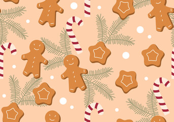 Christmas seamless pattern. Christmas seamless pattern with gingerbreads