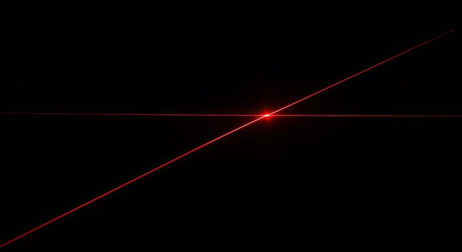Glowing Red Laser Beam Crosshair on Dark Background