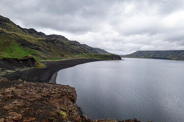 Naklejka premium Kleifarvatn lake on Reykjanes Peninsula in Iceland