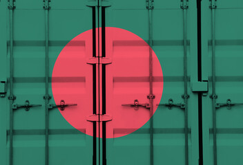 Shipping container with Bangladesh national flag overlay
