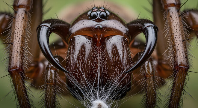Extreme Close-up of a Sydney Funnel-Web Spider Displaying Fangs