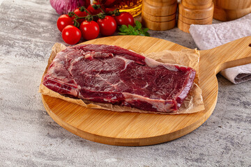 Gourmet raw rib eye steak
