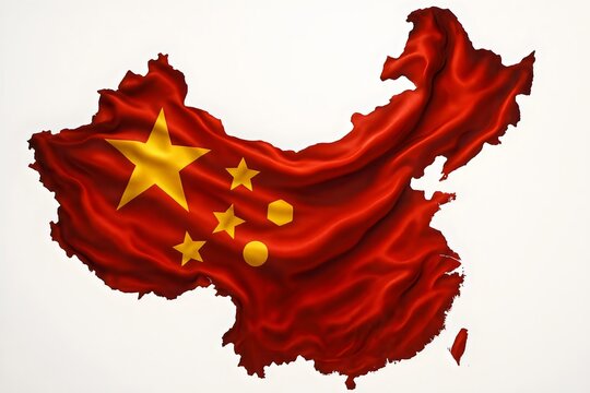 China Map Flag Illustration with Golden Symbols