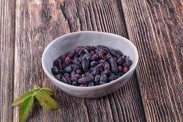 Sweet juicy ripe honeysuckle berries