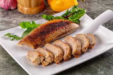 Roasted duck breast with slices