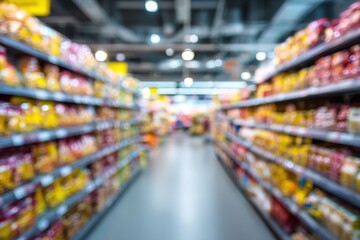Blurred background, blur grocery supermarket at shopping mall background, business concept. High quality