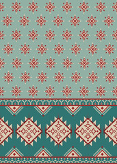 Ethnic abstract ikat art. Seamless pattern in tribal, folk embroidery, and Mexican style. Aztec geometric art ornament print.Design for carpet, wallpaper, clothing, wrapping, fabric, cover, textile