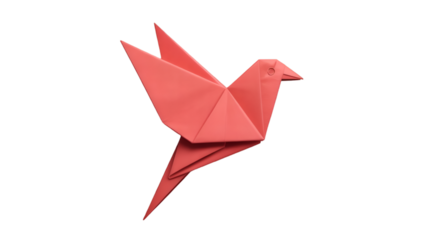 red origami crane isolated