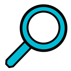 Magnifying Glass Icon Blue - Investigation Search Symbol