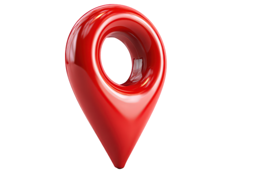 Glossy Red Map Pointer On Transparent Background