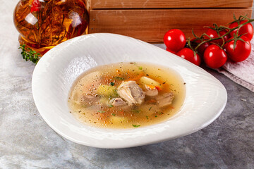 Chicken homemade soup with potato