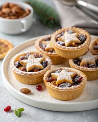 Baking holiday delights christmas mince pies golden tarts filled with spiced dried fruits sugar-dusted treats for festive gatherings